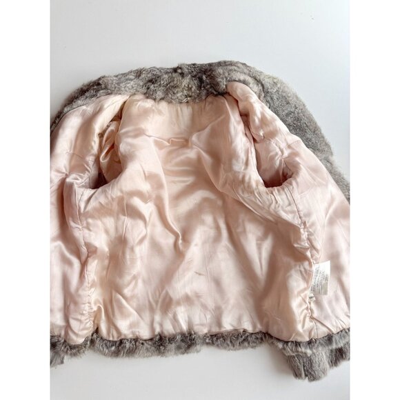Vintage 90s ADA Brown Grey Rabbit Fur Jacket Coat, Size M - Picture 10 of 16